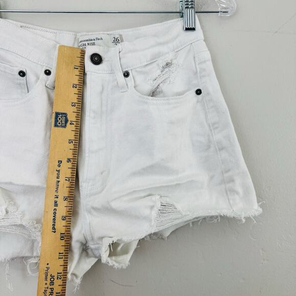 Abercrombie And Fitch White High Rise Cut Off Shorts Women’s Size 26 - Picture 3 of 9